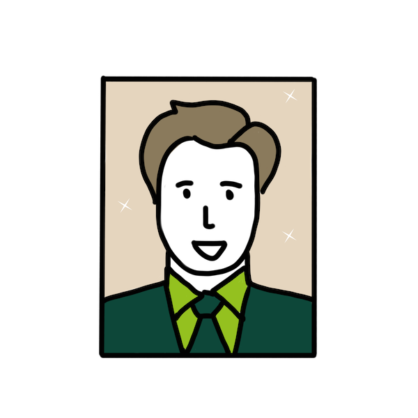 Ein Profilbild als Karikatur von einem Manager.